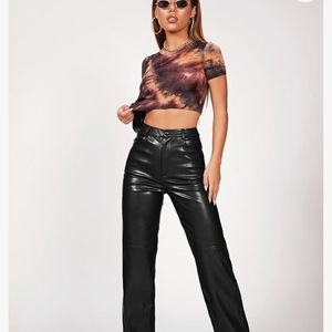 💥SALE NWT Womens Makemechic faux leather high rise straight leg pants.